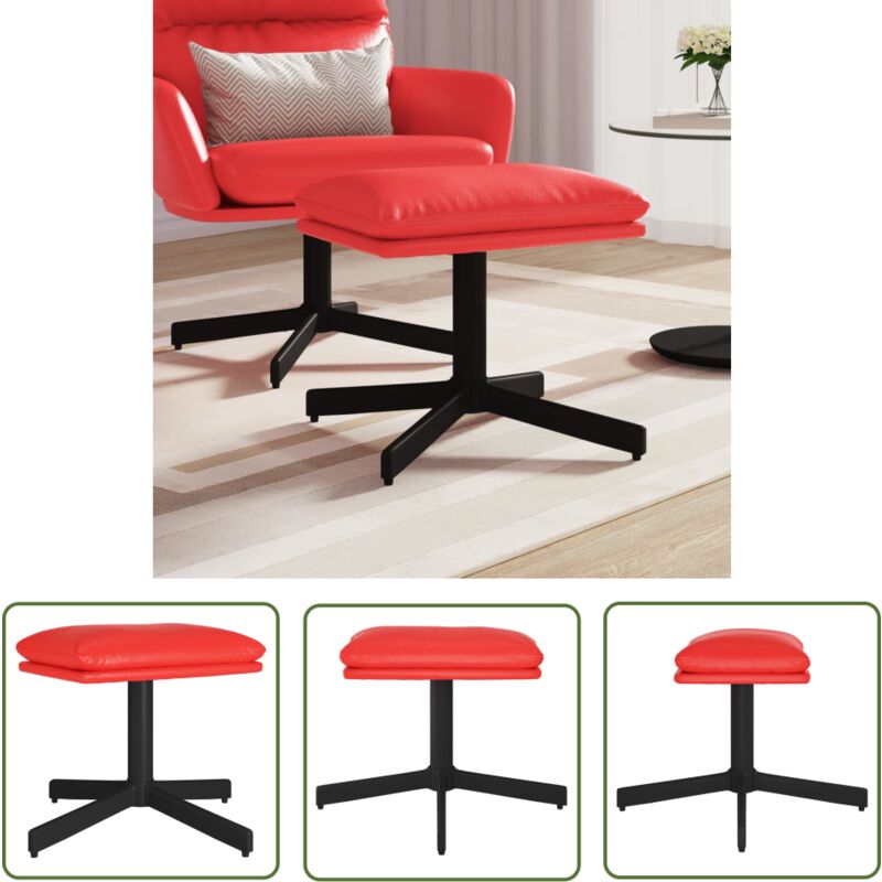 The Living Store - Fußhocker Rot 60x60x36 cm Kunstleder - Fusshocker - Hocker - Beistelltisch - Lounge Möbel - Rot