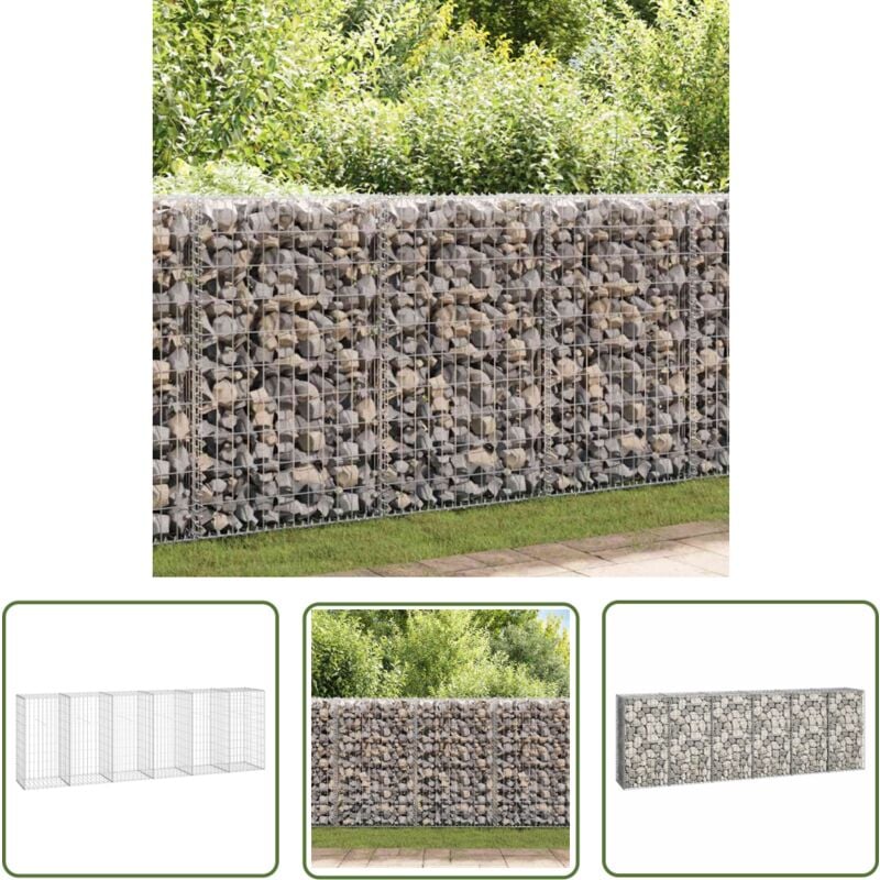 Gabionenwand mit Abdeckung Verzinkter Stahl 300×50×100 cm - Gabionenwand - Stahltrennung - Ziergitter - Terrassenbefestigung - Gartenzaun - The