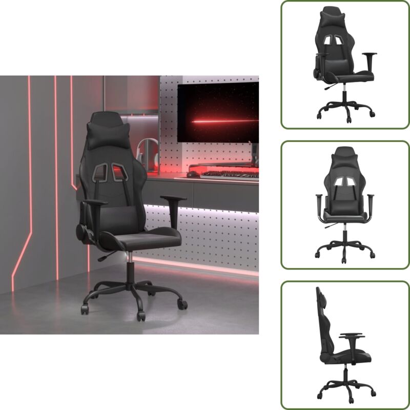 The Living Store Gaming-Stuhl mit Massagefunktion Schwarz Kunstleder - Gaming-Stuhl - PC-Stuhl - Gamer Chair - Ergonomischer Stuhl - Schreibtischstuhl