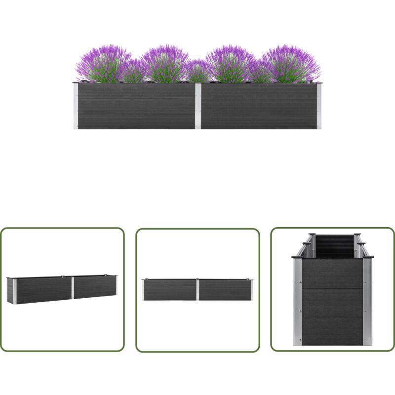 The Living Store - Garten-Hochbeet 200x50x54 cm wpc Grau - Gartenhochbeet - Holz-Kunststoff-Komposit - wpc - Balkonbepflanzung - Beetgestaltung