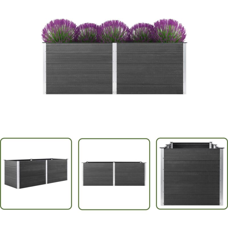 Garten-Hochbeet 250 x 50 x 91 cm wpc Grau - Gartenhochbeet - Blumenkasten - Hochbeet Aus Kunststoff - Witterungsbeständiges Hochbeet - wpc Hochbeet