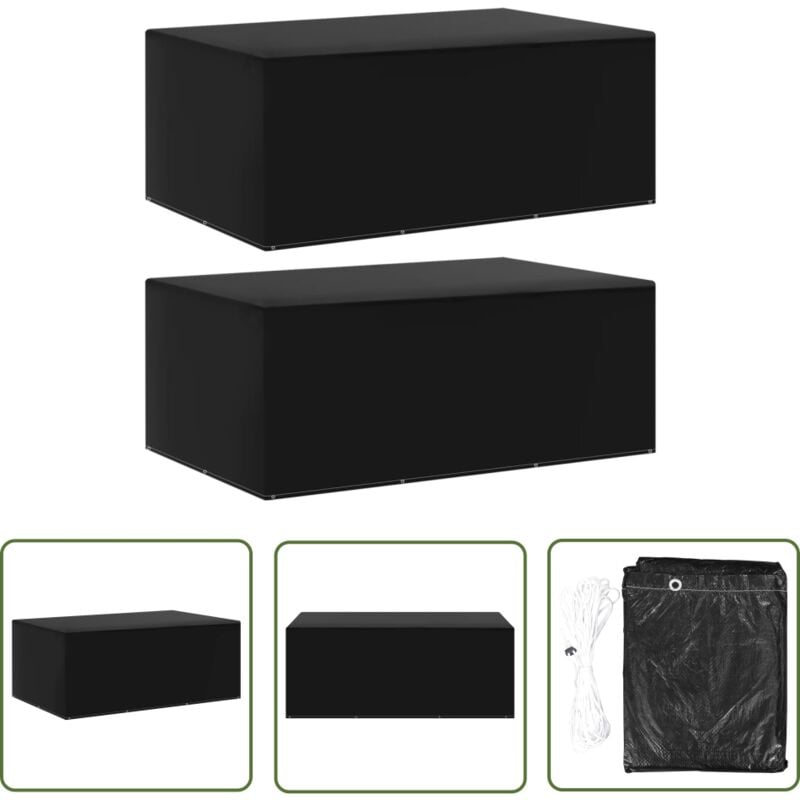 Gartenmöbel-Abdeckungen 2 Stk. 7 Ösen 225x143x90 cm - Gartenmöbel Abdeckung - Gartenmöbel Schutzhülle - Gartenmöbel Abdeckplane - Gartenmöbel