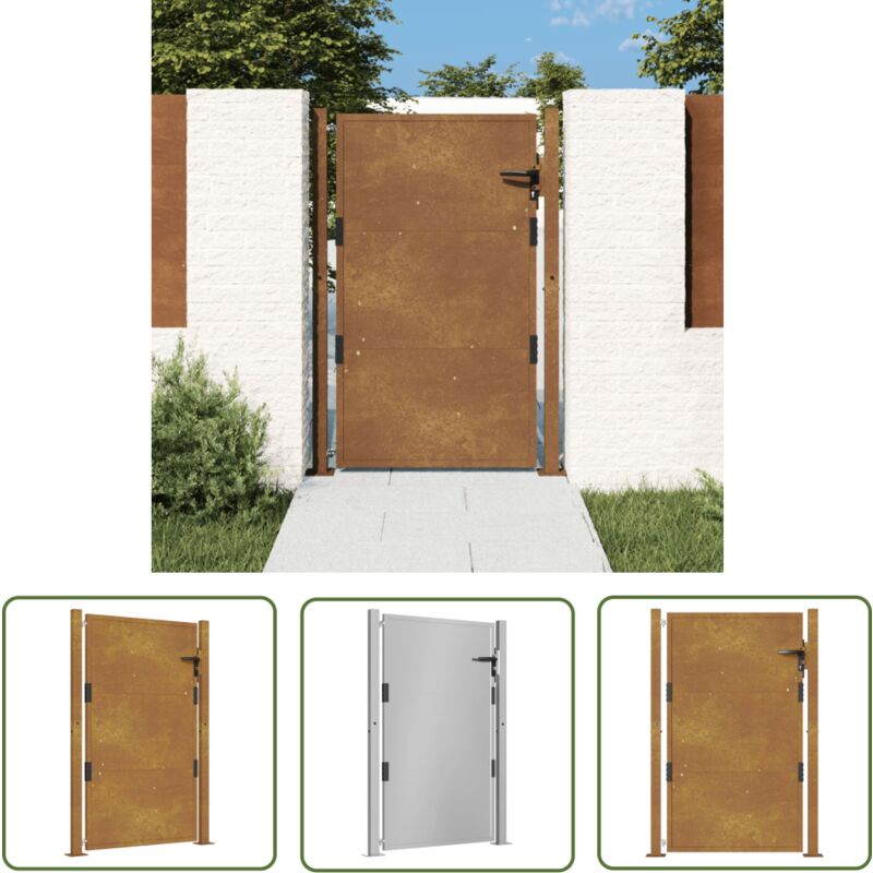 Gartentor 105x130 cm Cortenstahl - Gartentor - Cortenstahl Tor - Zaun - Gartenzaun - Sicherheitszaun - The Living Store