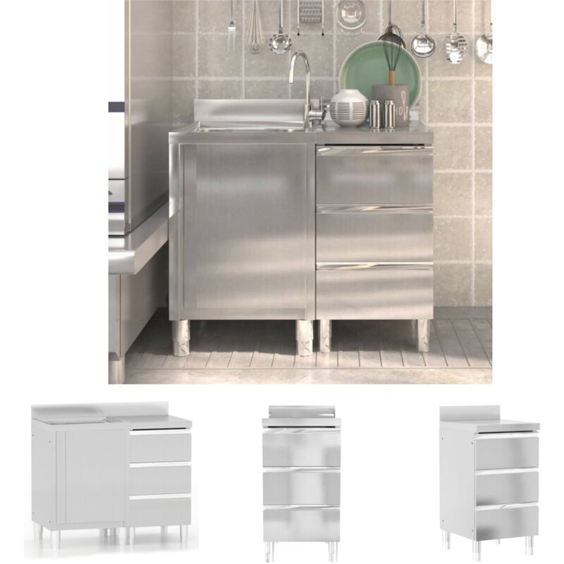 Gastro-Küchenschränke 2 Stk. Edelstahl - Gastronomie - The Living Store