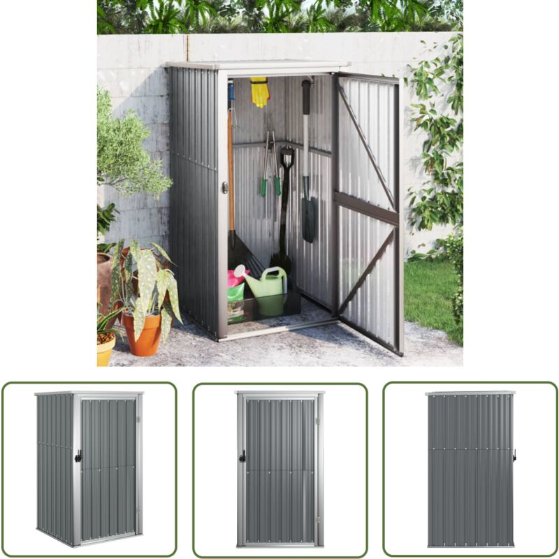 The Living Store - Gerätehaus Grau 88x89x161 cm Verzinkter Stahl - Gartenschuppen - Gerätehaus - Werkzeuglager - Outdoor Aufbewahrung
