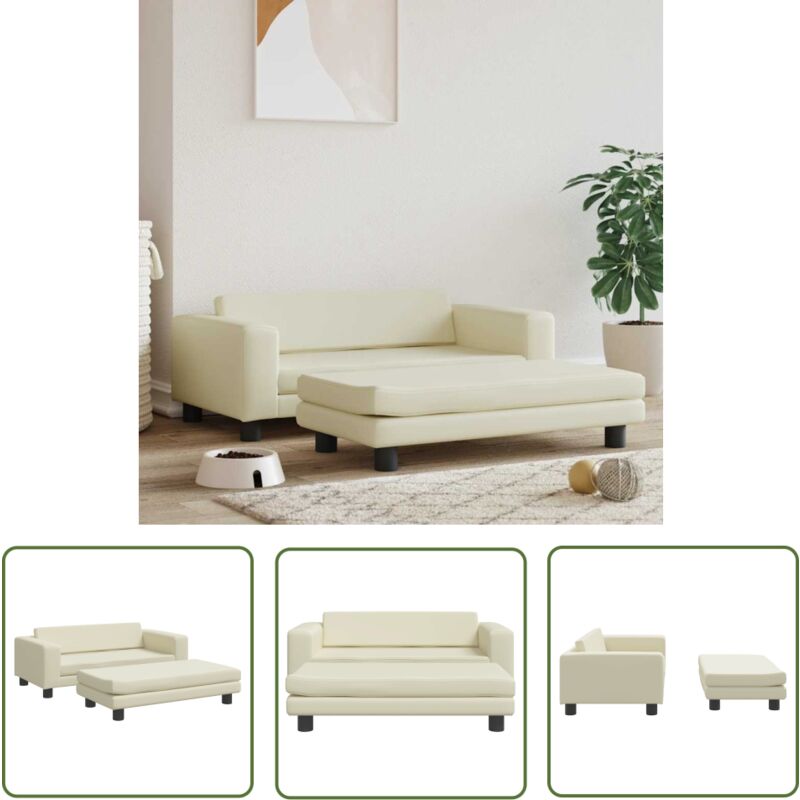The Living Store - Hundebett mit Verlängerung Creme 100x50x30 cm Kunstleder - Hundebett - Kunstlederbett - Hundesofa - Kleines Hundebett