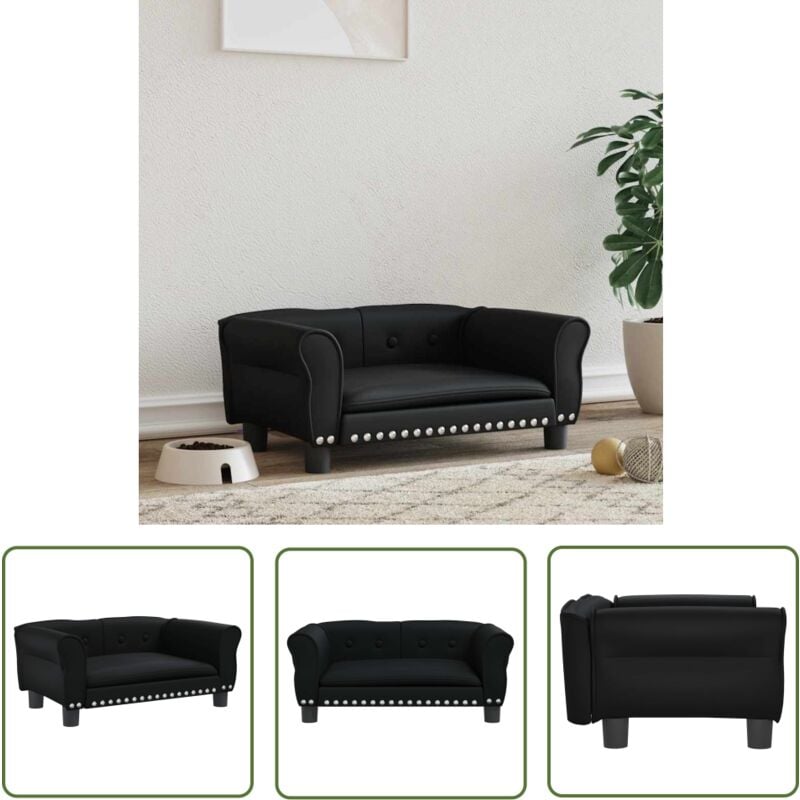 The Living Store Hundebett Schwarz 70x45x30 cm Kunstleder - Hunde Bett - Hundebett Schwarz - Haustierbett - Kleines Hundebett - Gemütliches Hundebett