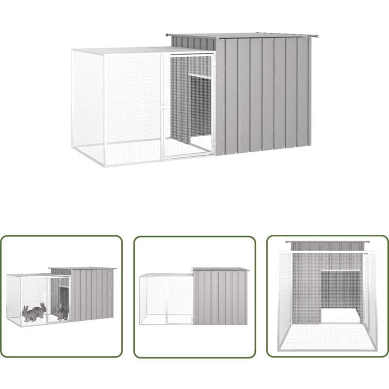 The Living Store - Kaninchenkäfig Grau 200x91x100 cm Verzinkter Stahl - Kaninchenkäfig - Kaninchendrahtzaun - Kaninchenstall - Kleintierheim