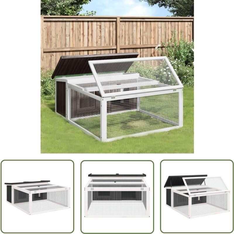 The Living Store - Kaninchenstall Grau 117,5x97x47,5 cm Massivholz Kiefer - Kaninchenstall - Kaninchengestell - Kleintiere Unterkunft - Tierheim