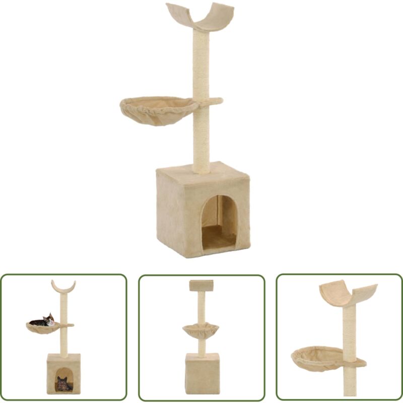 The Living Store - Katzen-Kratzbaum mit Sisal-Kratzsäulen 105 cm Beige - Katzen Kratzbaum - Katzenmöbel - Sisalkratze Säule - Katzenhaus - Spielplatz