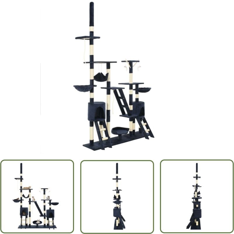 The Living Store - Katzen-Kratzbaum mit Sisal-Kratzsäulen 230 - 250 cm Blau - Katzen Kratzbaum - Katzenmöbel - Sisalkratzbaum - Mehrstöckiger