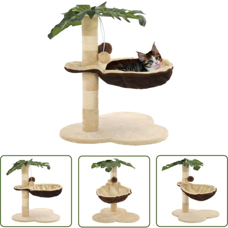 The Living Store - Katzen-Kratzbaum mit Sisal-Kratzstange 50 cm Beige und Braun - Katzen Kratzbaum - Sisalkratzbaum - Katzenmöbel - Katzenbett