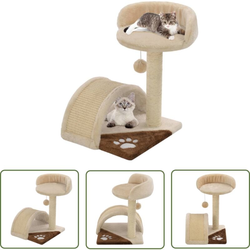 The Living Store Katzen-Kratzbaum Sisal 40 cm Beige und Braun - Katzen Kratzbaum - Sisalkratzbaum - Katzenmöbel - Katzenspielplatz - Katzenhaus