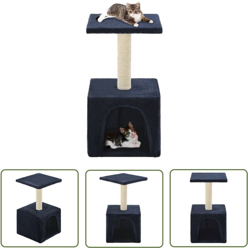 The Living Store - Katzen-Kratzbaum Sisal 55 cm Dunkelblau - Katzen Kratzbaum - Katzenmöbel - Kratzbaum Sisal - Katzenkletterbaum - Spielplatz Für
