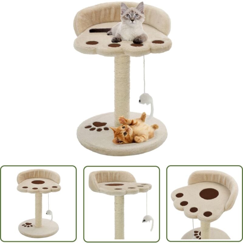 Inlife - The Living Store Katzen-Kratzbaum Sisal 40 cm Beige und Braun - Katzen Kratzbaum - Sisal Kratzbaum - Katzenmöbel - Katzenspielplatz