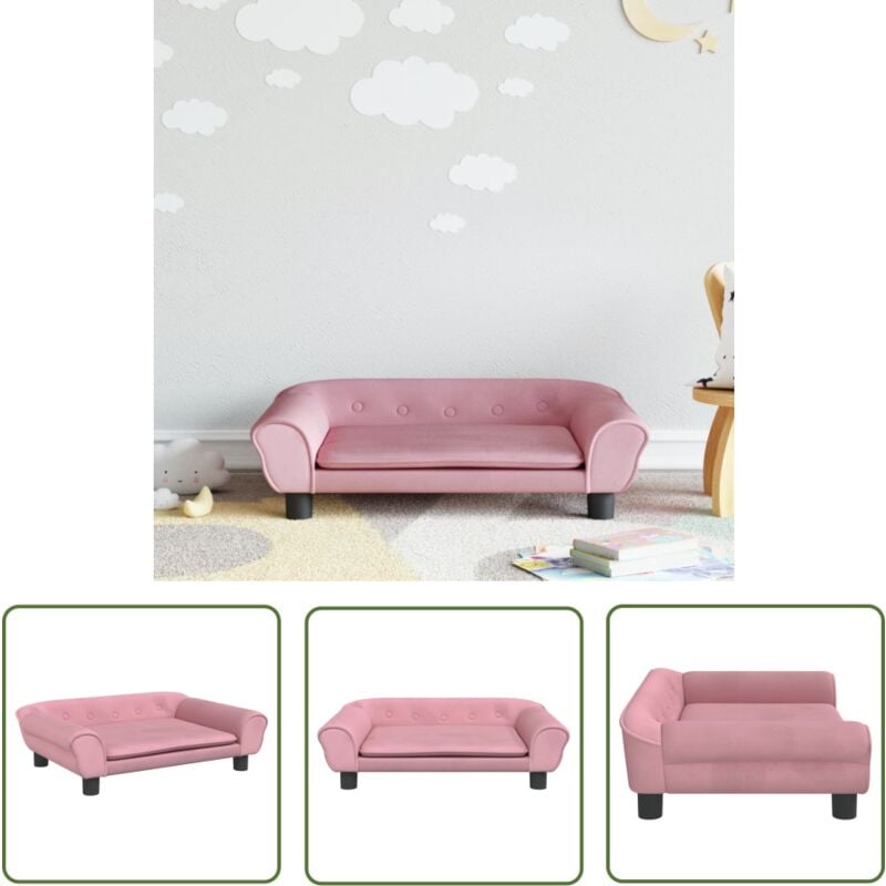 The Living Store Kindersofa Rosa 70x45x26 cm Samt - Kinder Sofa - Minisofa - Kuschel Sofa - Rosa Sofa - Kinderzimmer Deko
