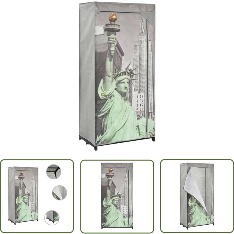 The Living Store - Kleiderschrank 75×45×160 cm New York Stoff - Schlafzimmermöbel - Kleiderschrank - Aufbewahrung - Textilschrank