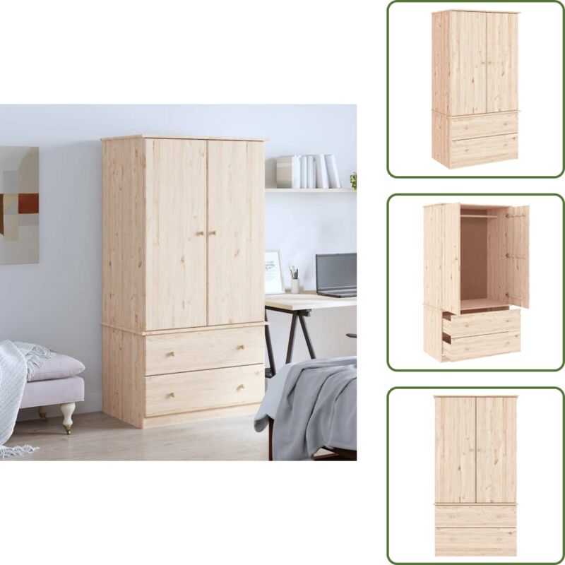 Kleiderschrank alta 90x55x170 cm Massivholz Kiefer - Holzschränke - Kleiderschrank - Massivholzklaederschrank - Kiefernschrank - Schubladenschrank