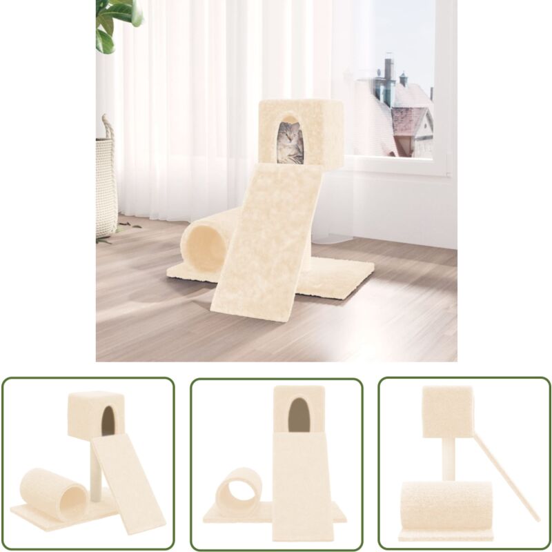 The Living Store - Kratzbaum mit Sisal-Kratzsäule Creme 59 cm - Katzenkratzbaum - Kratzbaum Sisal - Katzenmöbel - Katzenschlafplatz - Katzenturm