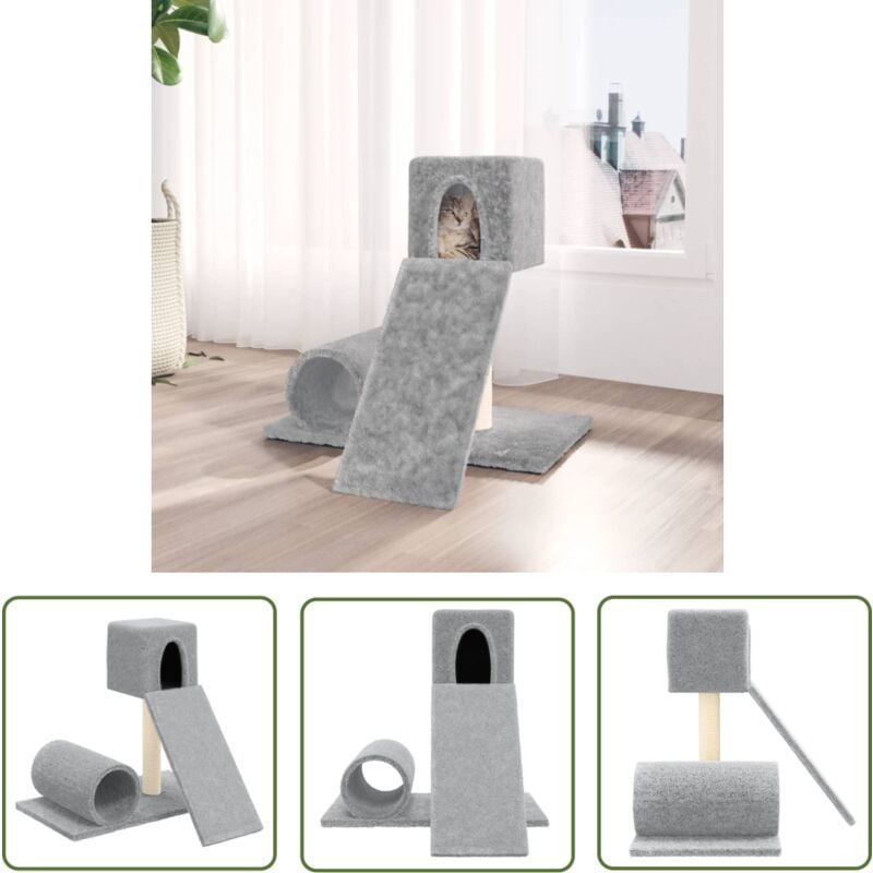 The Living Store - Kratzbaum mit Sisal-Kratzsäule Hellgrau 59 cm - Katzenkratzbaum - Kratzbaum Sisal - Katzenmöbel - Katzensofa - Katzenturm
