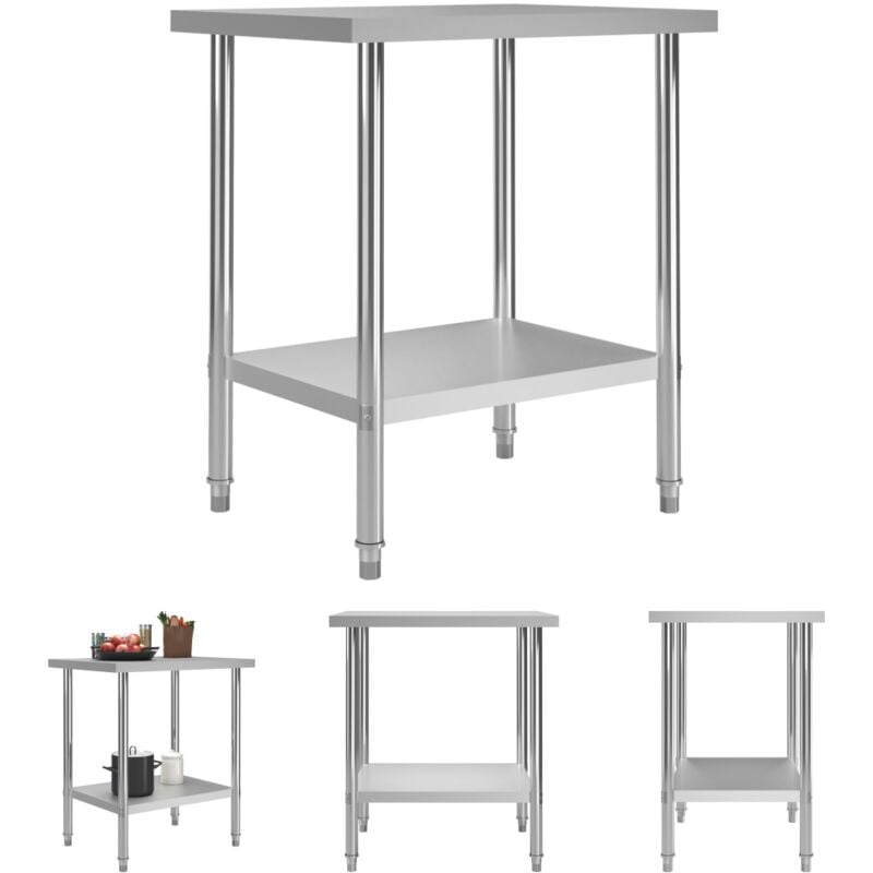 Devenirriche - The Living Store Küchen-Arbeitstisch 80 x 60 x 85 cm Edelstahl - Gastronomie