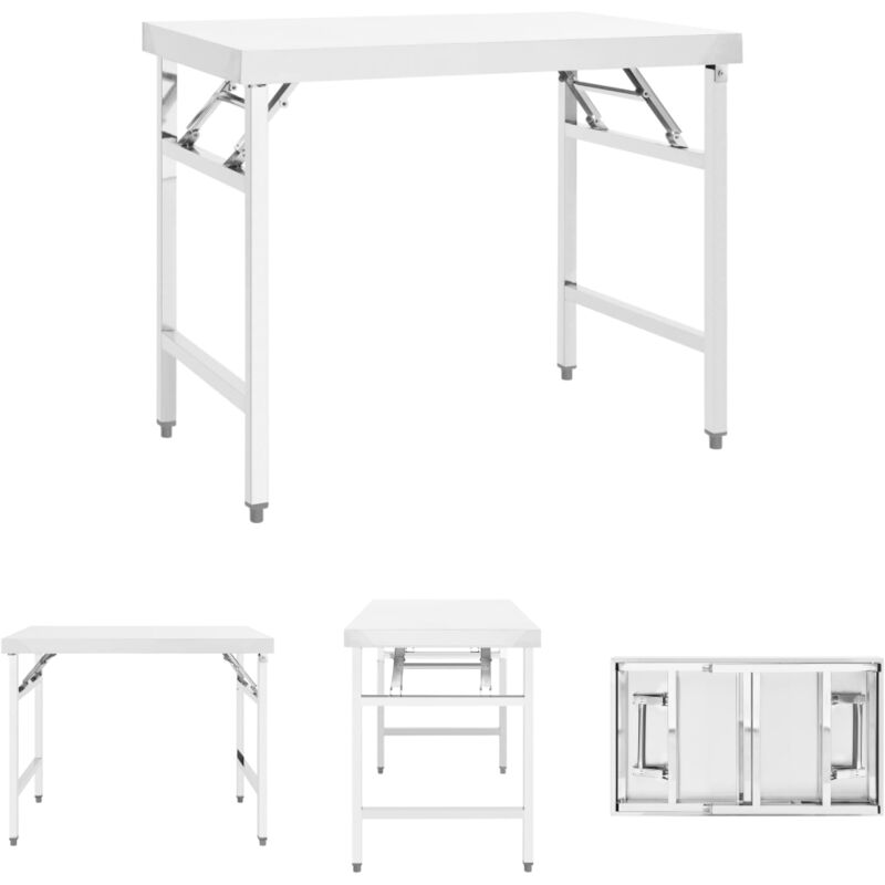 The Living Store - Küchen-Arbeitstisch Klappbar 100x60x80 cm Edelstahl - Gastronomie