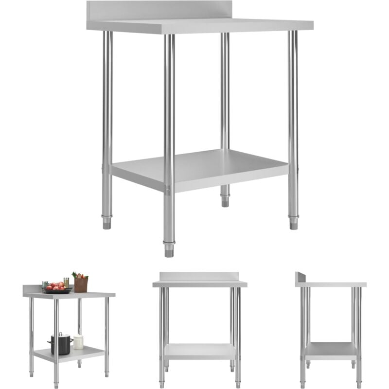 Maison Chic - The Living Store Küchen-Arbeitstisch mit Aufkantung 80 x 60 x 93 cm Edelstahl - Gastronomie