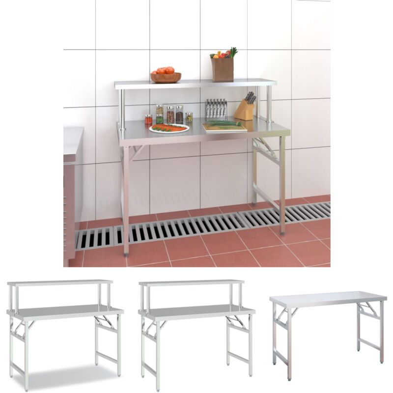 The Living Store - Küchen-Arbeitstisch mit Aufsatzboard 120x60x115 cm Edelstahl - Gastronomie