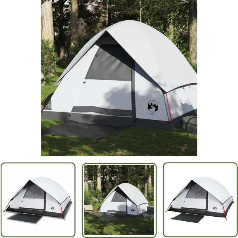 The Living Store Kuppel-Campingzelt 4 Personen Weiß Dunkel Wasserdicht - Campingzelt - Kuppelzelt - Zelte - Wohnwagen - Urlaubsreise