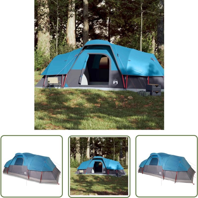 Kuppel-Familienzelt 11 Personen Blau Wasserdicht - Campingzelt - Familienzelt - Kuppelzelt - Wasserfestes Zelt - Polyesterzelt - The Living Store