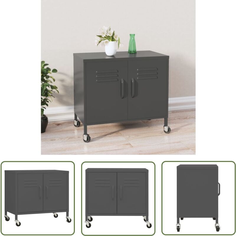 The Living Store - Lagerschrank Anthrazit 60x35x56 cm Stahl - Schreibtischorganizer - Bürobedarf - Aufbewahrungsbox - Regalsystem - Garderobe