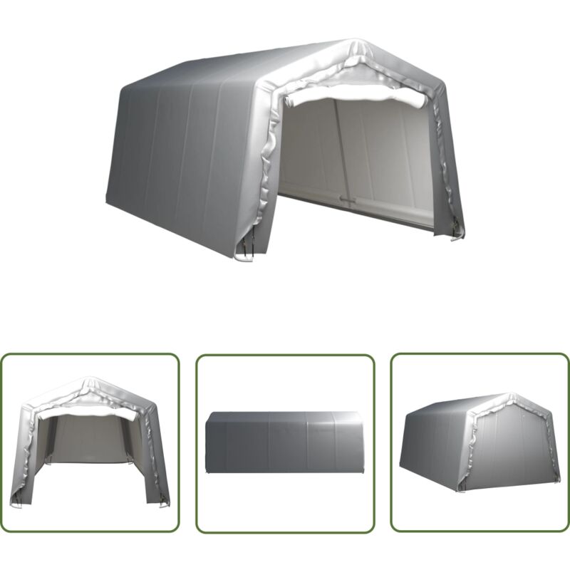 Lagerzelt 300x600 cm Stahl Grau - Gartenzelt - Stahltür - Lagerschrank - Werkzeughaus - Wetterfestes Zelt - The Living Store