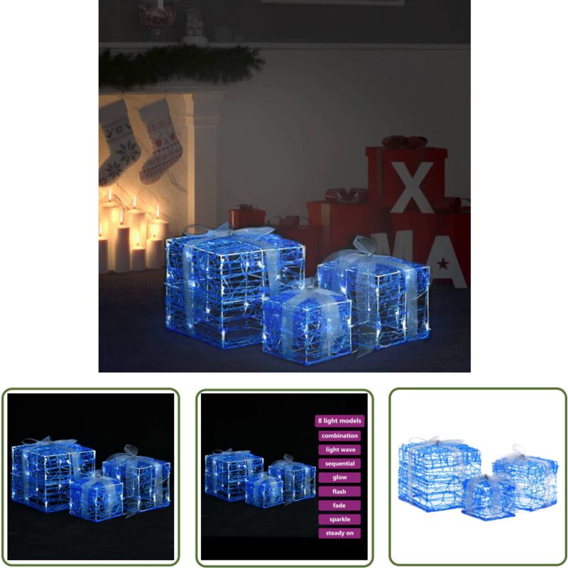 LED-Geschenkboxen 3 Stk. Weihnachtsdekoration Kaltweiß - LED-Dekoration - Weihnachtsdeko - Geschenkboxen - Akrylglas - Outdoor-Dekoration - The