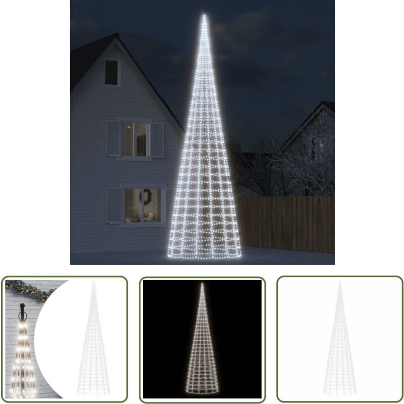 LED-Weihnachtsbaum für Fahnenmast 3000 LEDs Kaltweiß 800 cm - led Weihnachtsbaum - Weihnachtsdeko - Fahnenmast Beleuchtung - Außendeko - Winterdeko