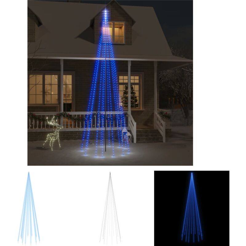 The Living Store LED-Weihnachtsbaum für Fahnenmast Blau 732 LEDs 500 cm - Weihnachtsbeleuchtung