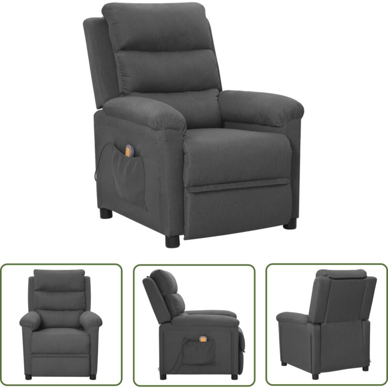 The Living Store - Massagesessel Dunkelgrau Stoff - Massage Stuhl - Relaxsessel - Massagesessel - Fernsehsessel - Ergonomischer Sessel