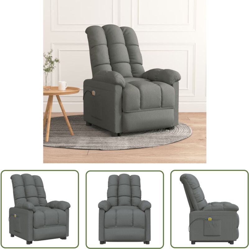 Massagesessel Dunkelgrau Stoff - Massage Stuhl - Relaxsessel - Massagesessel - Elektrischer Massagestuhl - Ergonomischer Schreibtischstuhl - The