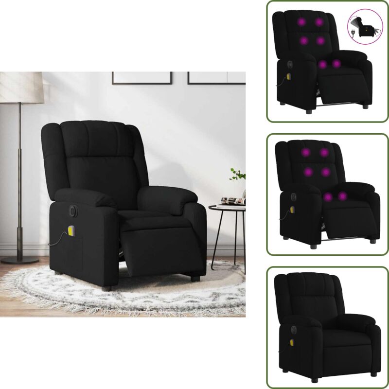 Massagesessel Elektrisch Schwarz Stoff - Masseurstuhl - Elektrischer Stuhl - Entspannungsstuhl - Fernsehsessel - Lounge Chair - The Living Store