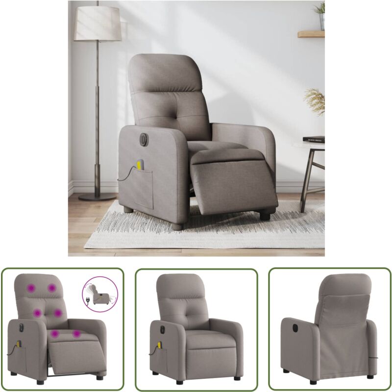 Massagesessel Elektrisch Taupe Stoff - Relaxsessel - Massagesessel - Elektrisches Sofa - Massageliege - Ergonomischer Stuhl - The Living Store