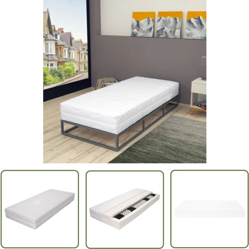 The Living Store Matratze 80 x 200 cm 7 Zonen Taschenfedern 20 cm H2 - Taschenfedermatratze - Matratze 80x200cm - H2 Härte - Matratze Weiß