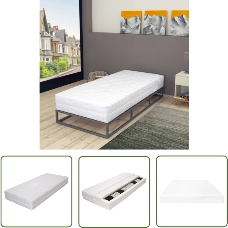 Matratze 90 x 200 cm 7 Zonen Taschenfedern 20 cm H3 - Taschenfedermatratze - Federkernmatratze - Matratze 90x200 - Matratze Weiß - Matratze H3 Härte