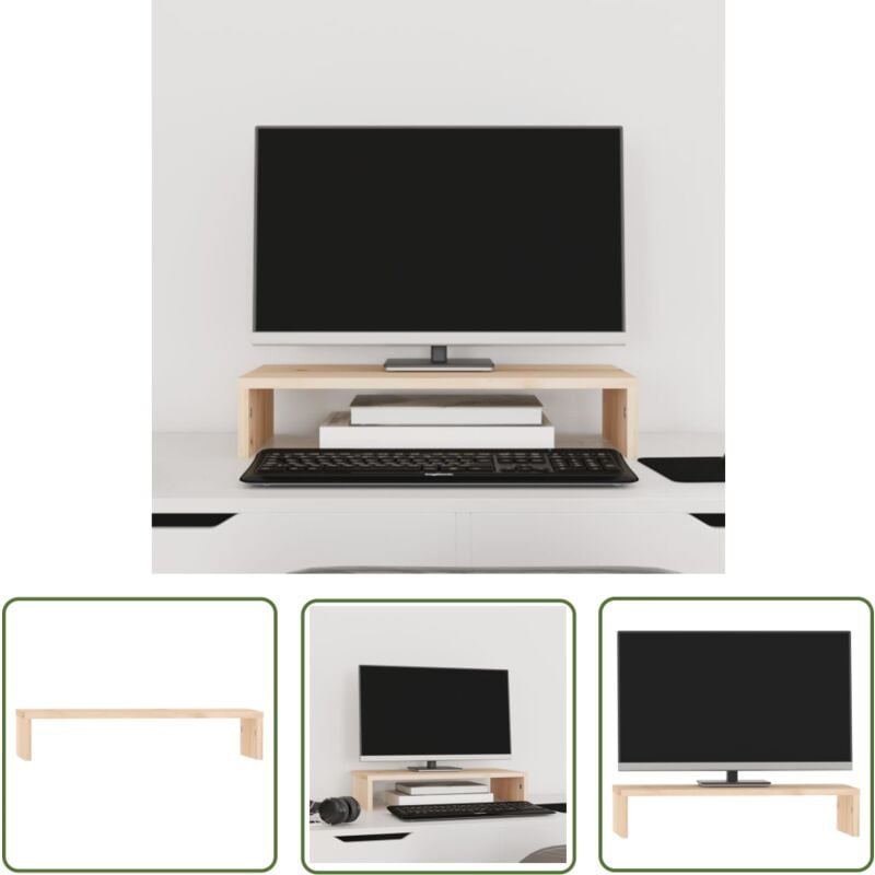 The Living Store - Monitorständer 50x27x10 cm Massivholz Kiefer - Monitorständer - Holzmöbel - Kiefernholz - Bürobedarf - Schreibtischorganisation