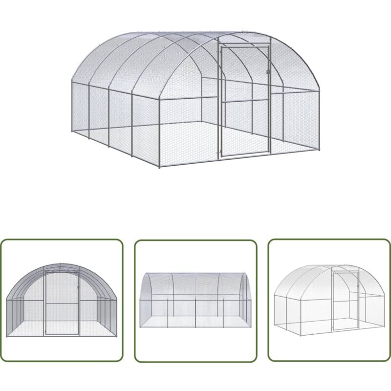 The Living Store - Outdoor-Hühnerstall 3x4x2 m Verzinkter Stahl - Hühnerstall - Hühnergehege - Geflügelhaus - Auslauf Für Hühner - Vogelvoliere