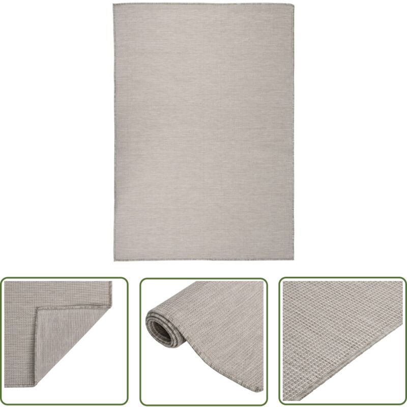 The Living Store - Outdoor-Teppich Flachgewebe 160x230 cm Taupe - Outdoor-Teppich - Terrassen-Teppich - Balkonteppich - Flachgewebe-Teppich