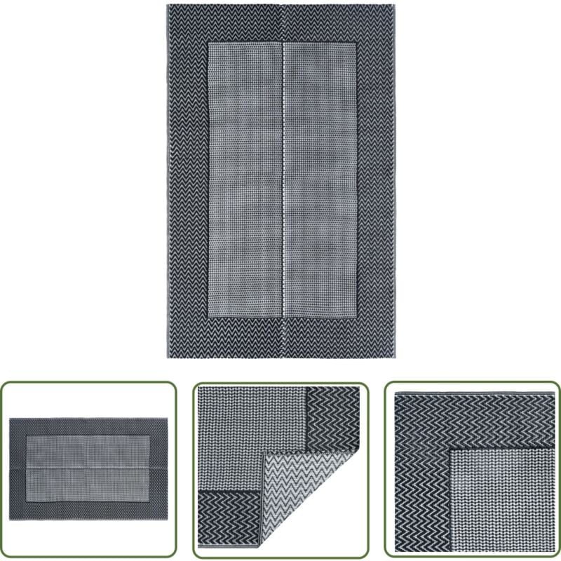 The Living Store - Outdoor-Teppich arakil Grau 120x180 cm pp - Außenbereich Dekoration - Balkon Teppich - Terrassen Teppich - Garten Teppich