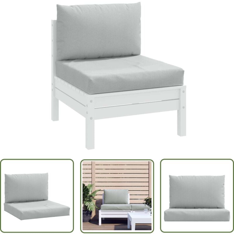 The Living Store Palettenkissen 2-tlg. Melange Hellgrau Stoff - Gartenkissen - Polsteraußenbereiche - Lounge Möbel - Sitzkissen - Balkon Deko