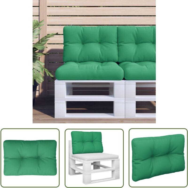 Palettenkissen Grün 60x40x12 cm Stoff - Sitzkissen - Palettenkissen - Gartenkissen - Outdoorkissen - Polstersitz - The Living Store