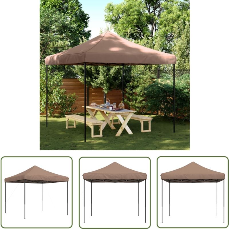 The Living Store Partyzelt Faltbar Pop-Up Braun 292x292x315 cm - Outdoor-Pavillon - Gartenpavillon - Sonnensegel - Festzelt - Partyzelt