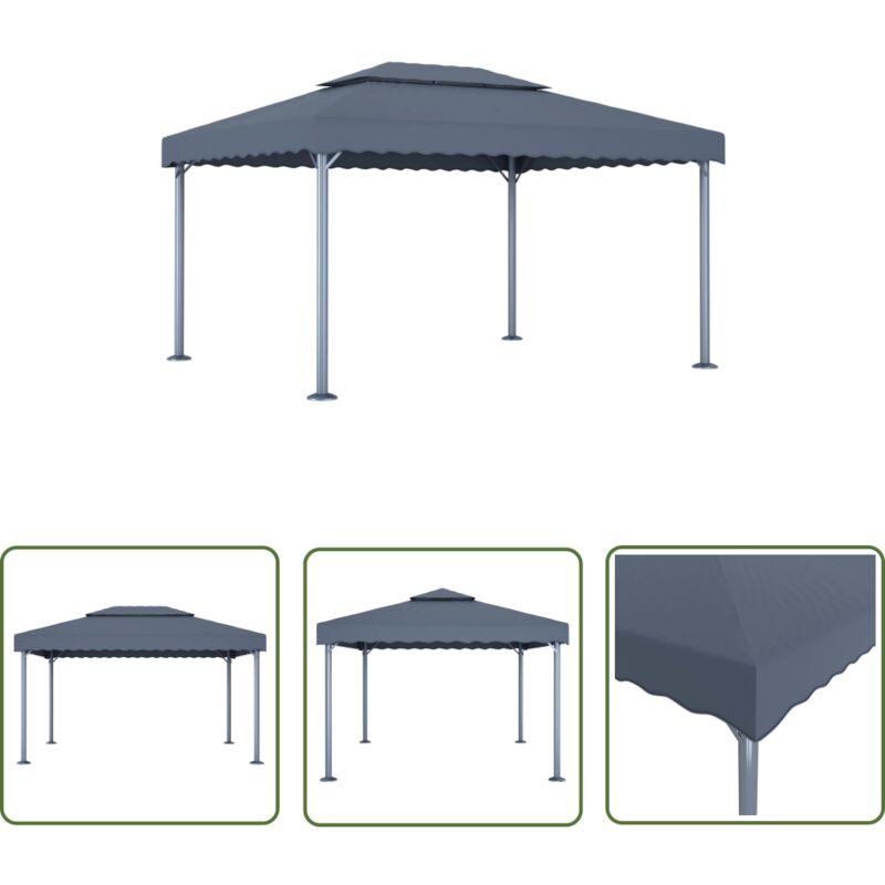 The Living Store Pavillon 400 x 300 cm Anthrazit Aluminium - Pavillon - Gartenzelt - Partyzelt - Sonnensegel - Außenbereich