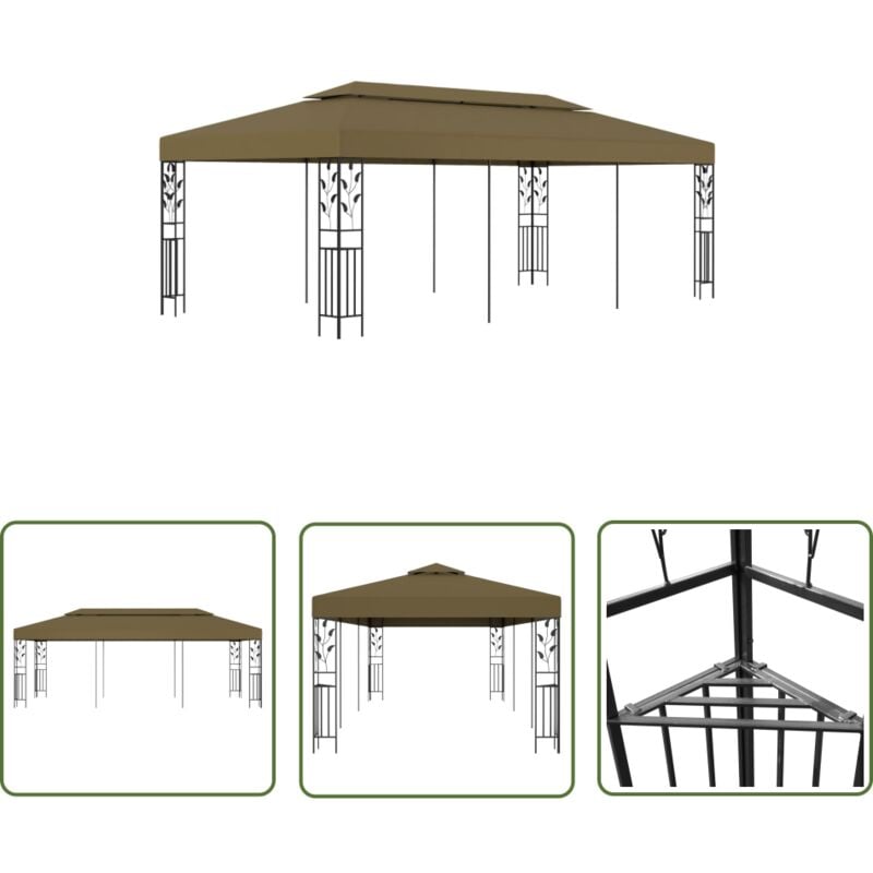 Happyshopping - The Living Store Pavillon 6x3 m Taupe 180 g/m² - Pavillon - Gartenpavillon - Outdoor Möbel - Sonnenschutz - Grillparty